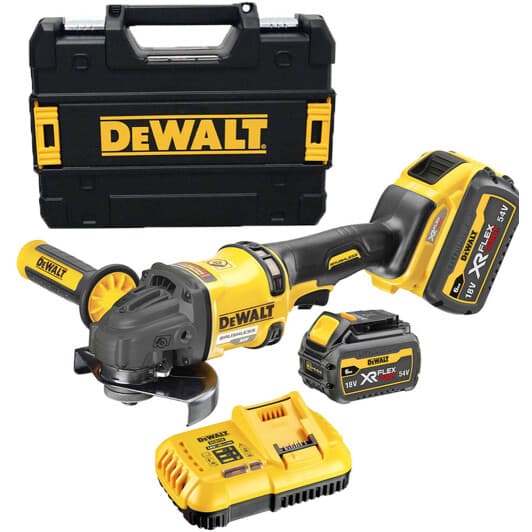 Болгарка аккумуляторная DeWALT DCG418T2 (2 аккумулятора + ЗУ + чехол) 125 мм