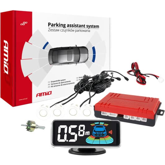 Парктронік Amio Led-Graf 3D 4 з білими датчиками 4 шт.