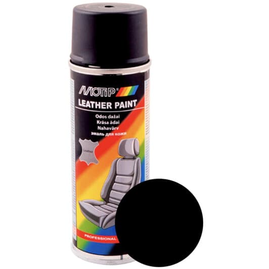 Аерозольна фарба Motip Leather & Vinyl Paint Black матова 200 мл