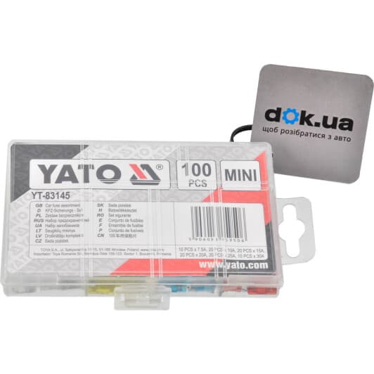 Набор предохранителей Yato YT-83145 FL mini 100 шт.