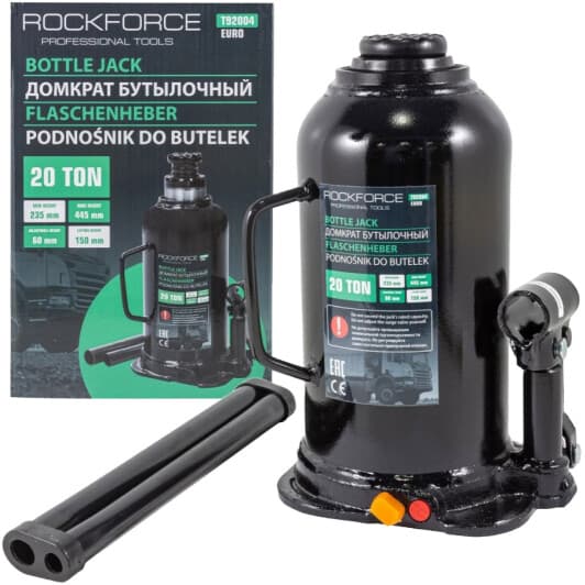 Домкрат Rockforce пляшковий гідравлічний 20 т RF-T92004EURO