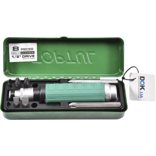 Отвертка реверсивная ударная с набором бит Toptul GAAD0808