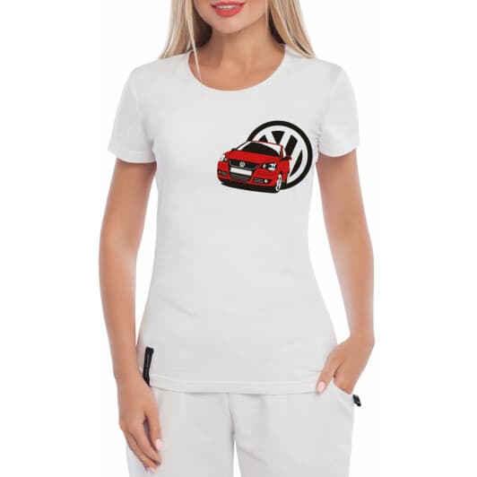Футболка женская Globuspioner классическая Volkswagen Polo белая принт спереди