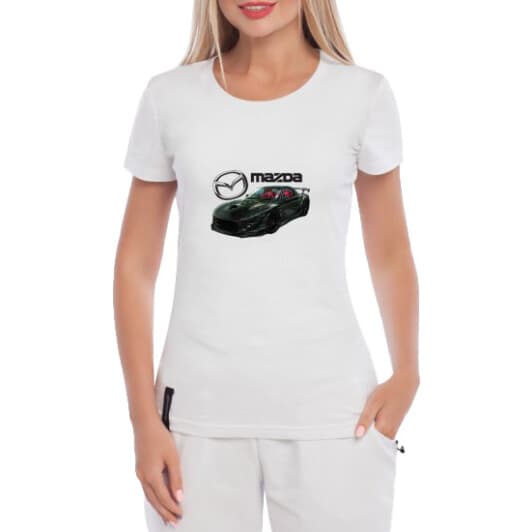 Футболка женская Globuspioner классическая Mazda RX-7 белая принт спереди