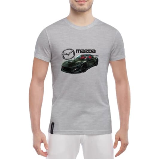 Футболка мужская Globuspioner классическая Mazda RX-7 серая принт спереди