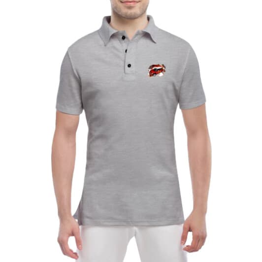 Футболка мужская Globuspioner поло Mini Cooper 2 серая принт спереди