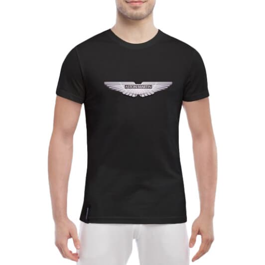 Футболка чоловіча Globuspioner класична Aston Martin Logo Silver чорна принт спереду