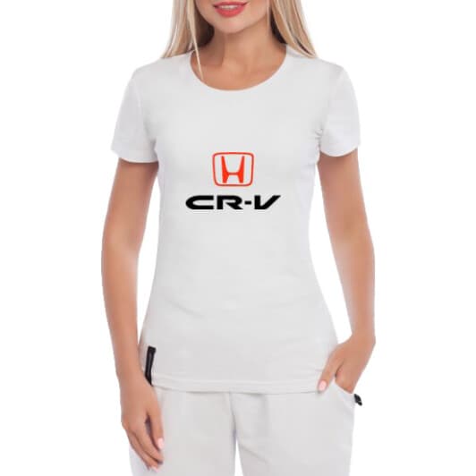 Футболка жіноча Globuspioner класична Honda CR-V біла принт спереду
