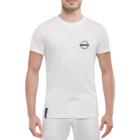 Футболка мужская Globuspioner классическая Nissan Logo белая принт спереди