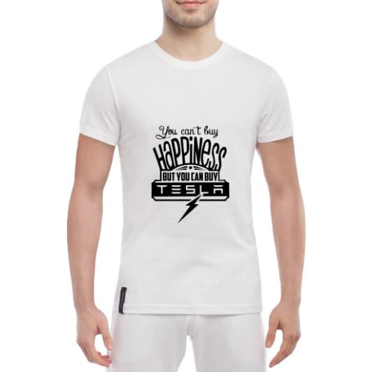 Футболка мужская Globuspioner классическая Happiness Tesla белый спереди