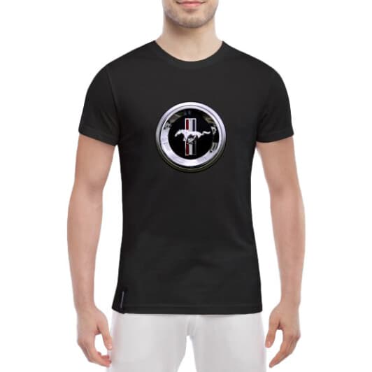 Футболка чоловіча Globuspioner класична Ford Mustang чорна принт спереду