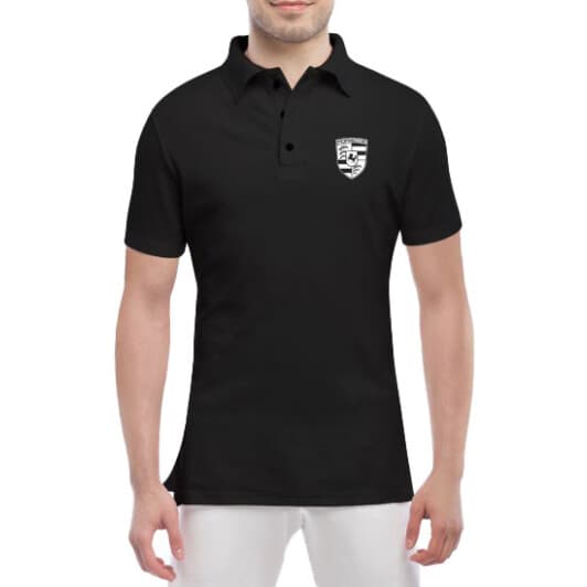 Футболка чоловіча Globuspioner поло Porsche Stuttgart чорна принт спереду