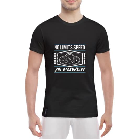Футболка мужская Globuspioner классическая BMW No limits speed черный спереди