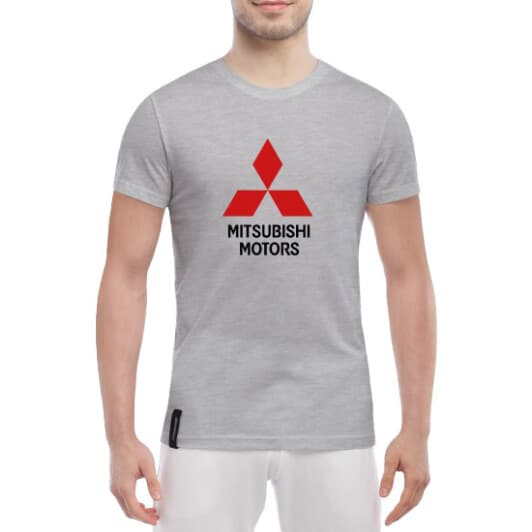 Футболка мужская Globuspioner классическая Mitsubishi Motors Big Logo серый спереди