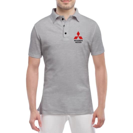 Футболка мужская Globuspioner поло Mitsubishi Motors Logo серый спереди