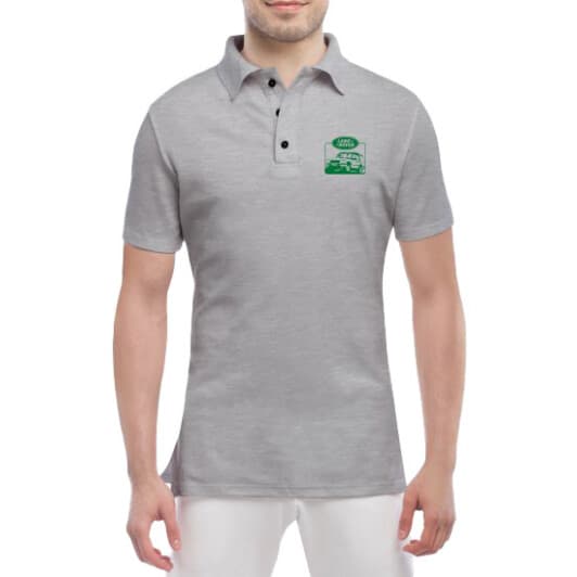 Футболка чоловіча Globuspioner поло Land Rover Logo Art сіра принт спереду