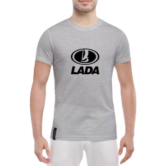 Футболка чоловіча Globuspioner класична Lada Logo сіра принт спереду