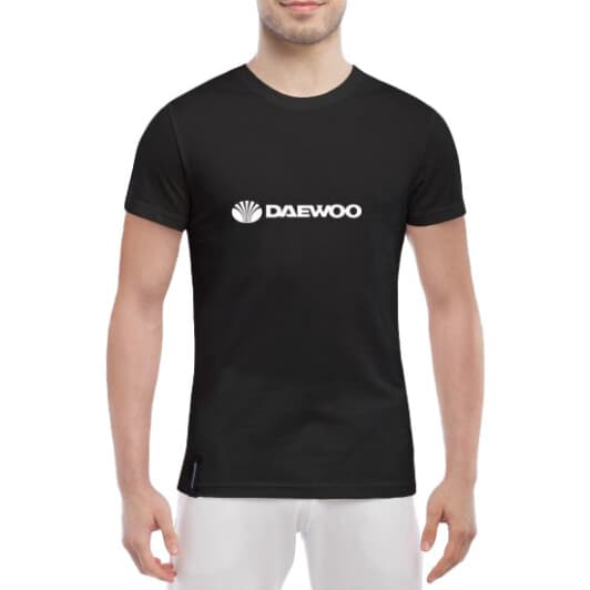 Футболка чоловіча Globuspioner класична Daewoo Logo чорна принт спереду