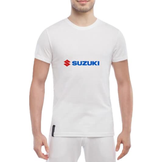 Футболка чоловіча Globuspioner класична Suzuki Logo біла принт спереду
