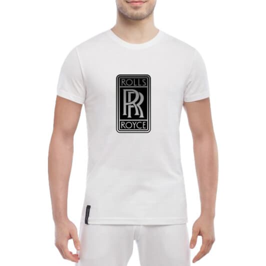 Футболка мужская Globuspioner классическая Rolls-Royce Big Logo Black белый спереди