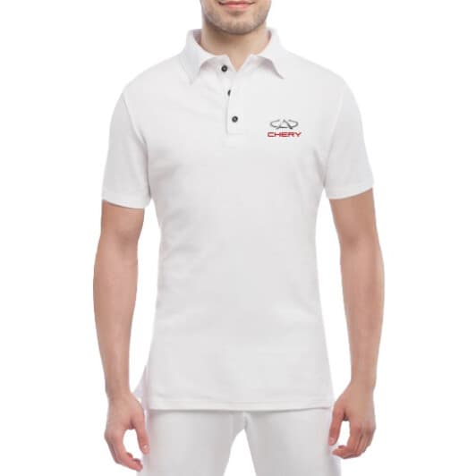 Футболка мужская Globuspioner поло Chery Logo Silver белый спереди