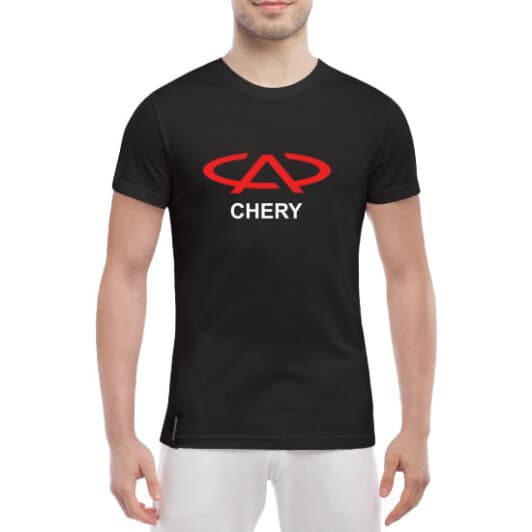 Футболка мужская Globuspioner классическая Chery Logo Red черный спереди