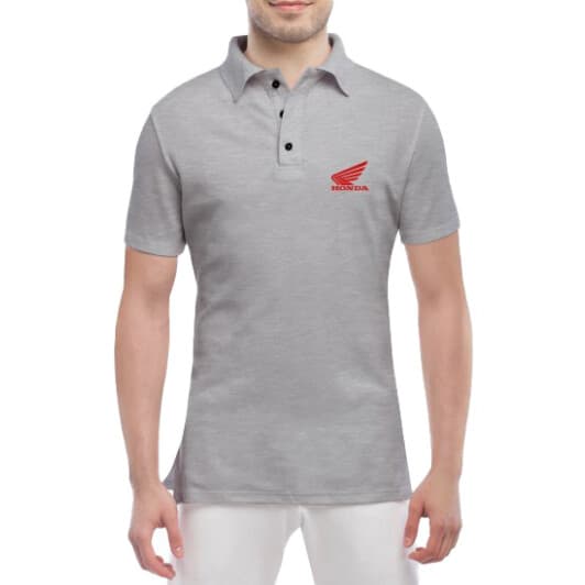 Футболка чоловіча Globuspioner поло Honda Bike сіра принт спереду