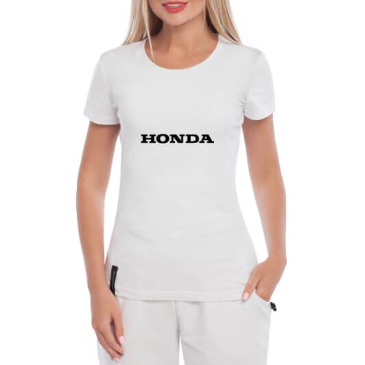 Футболка жіноча Globuspioner класична Honda Logo v2 біла принт спереду