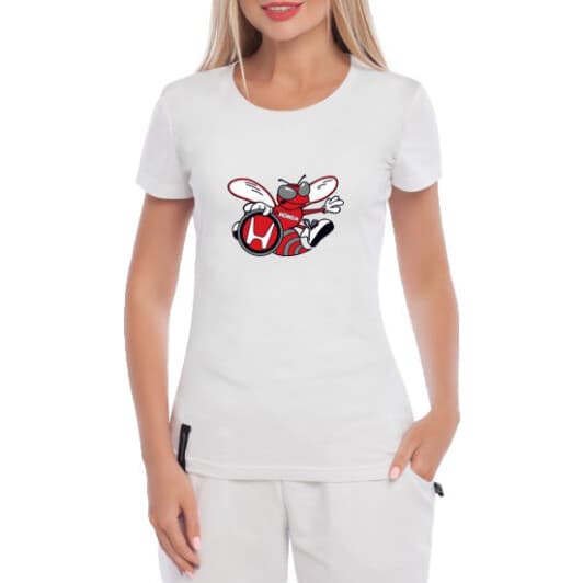Футболка жіноча Globuspioner класична Honda Hornets біла принт спереду