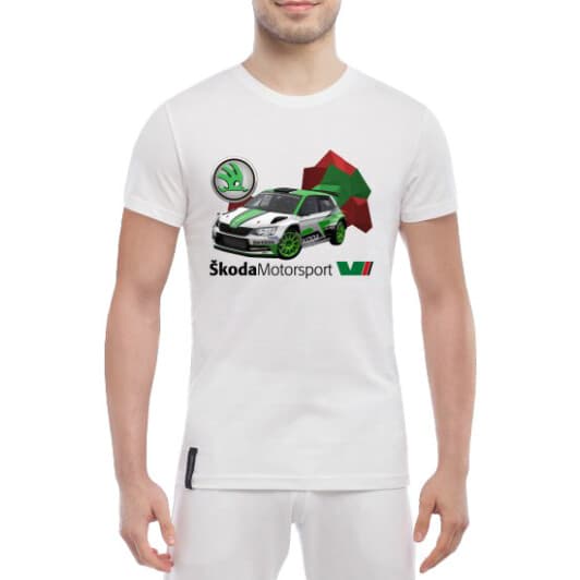 Футболка мужская Globuspioner классическая Skoda Fabia R5 EVO белый спереди