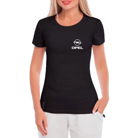Футболка женская Globuspioner классическая Opel Mini Logo черная принт спереди