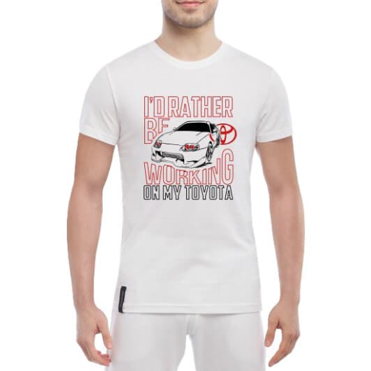 Футболка мужская Globuspioner классическая Working on my Toyota белый спереди