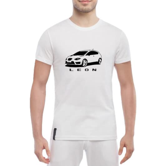 Футболка мужская Globuspioner классическая Seat Leon белый спереди