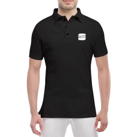 Футболка мужская Globuspioner поло Seat Big Logo Silver черный спереди