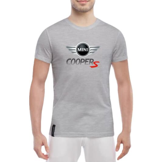 Футболка чоловіча Globuspioner класична Mini Cooper S Big Logo сіра принт спереду