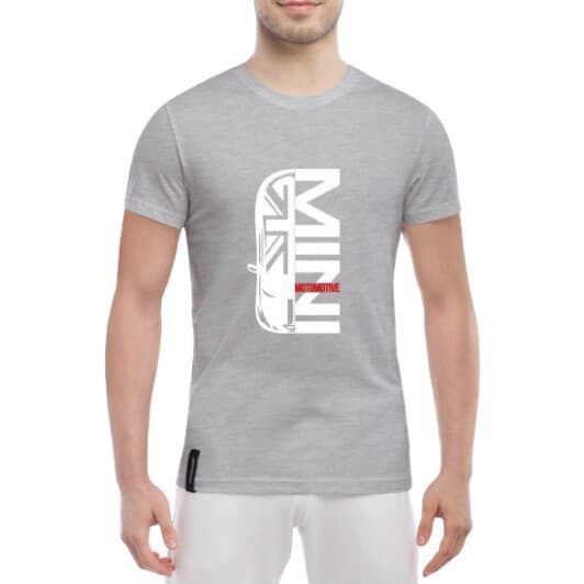 Футболка чоловіча Globuspioner класична Mini Cooper Motomotive сіра принт спереду