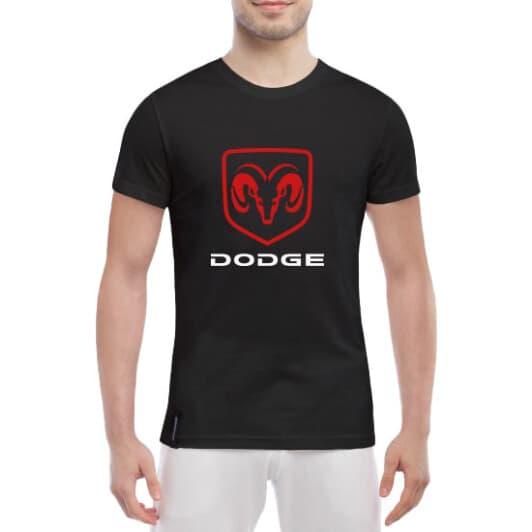Футболка чоловіча Globuspioner класична Dodge Big Logo v2 чорна принт спереду