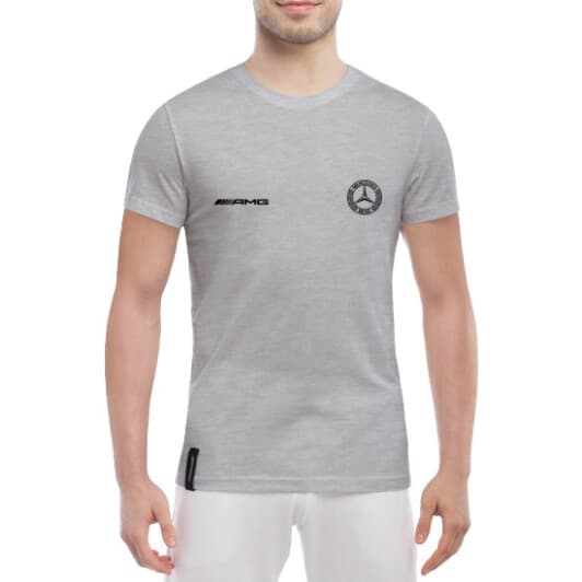 Футболка чоловіча Globuspioner класична Mercedes-Benz AMG Mini Logo сіра принт спереду