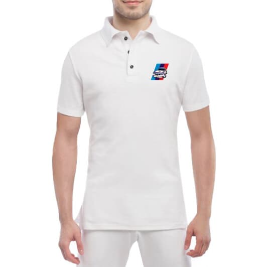 Футболка чоловіча Globuspioner поло BMW E9 Sport біла принт спереду