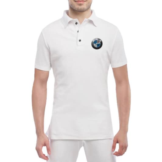Футболка мужская Globuspioner поло BMW Wheel белый спереди