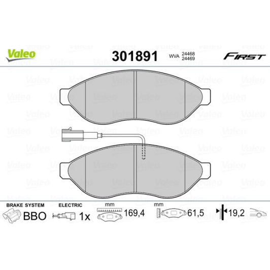 301891 Valeo Тормозные колодки