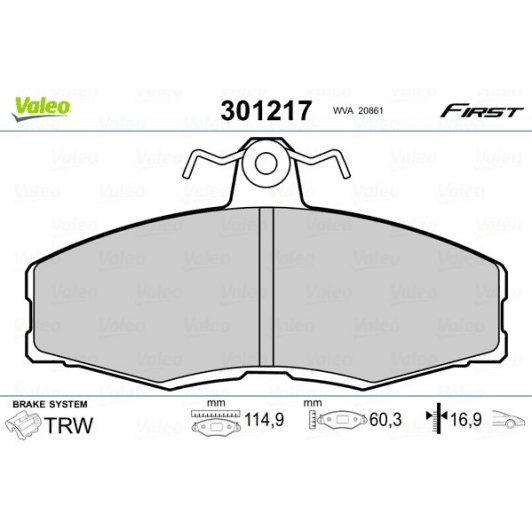 301217 Valeo Тормозные колодки