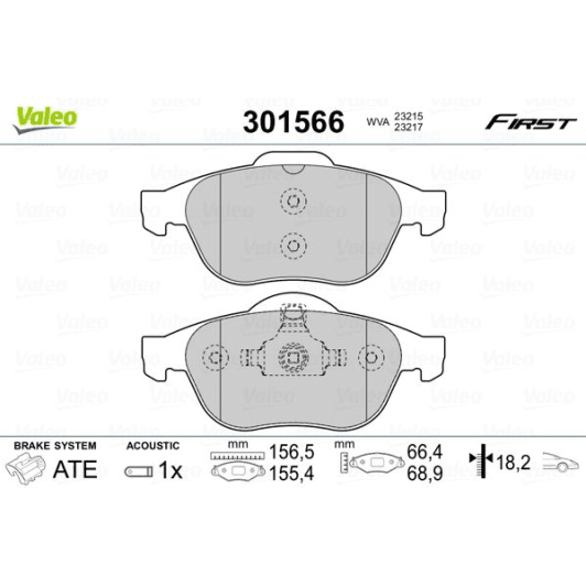 301566 Valeo Тормозные колодки