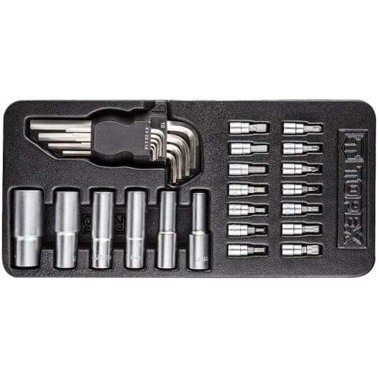 Набір торцевих головок та компонентів Topex 79R515 1/2", 1/4" (29 пр.)
