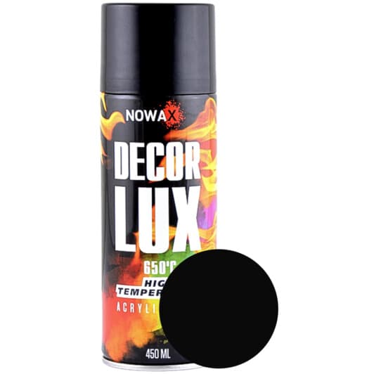 Аэрозольная краска Nowax Decor Lux черный RAL 9005 термостойкая 450 мл