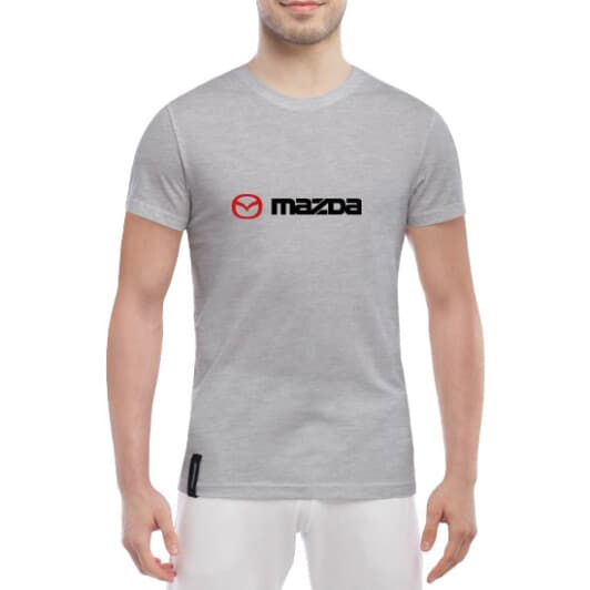Футболка мужская Globuspioner классическая Mazda Big Logo Wide серый спереди