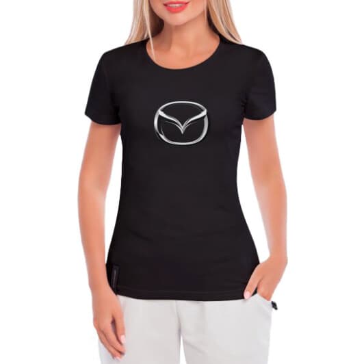 Футболка женская Globuspioner классическая Mazda Big Logo Silver черный спереди