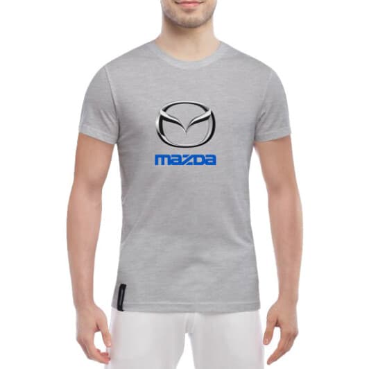 Футболка мужская Globuspioner классическая Mazda Big Sign Blue серый спереди