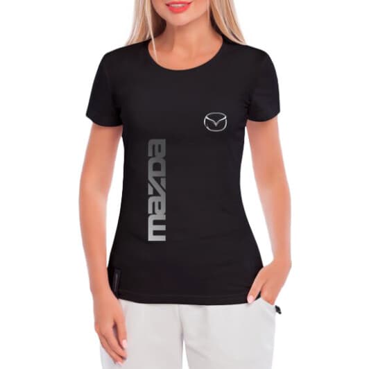 Футболка женская Globuspioner классическая Mazda Big Sign Vertical Silver черный спереди