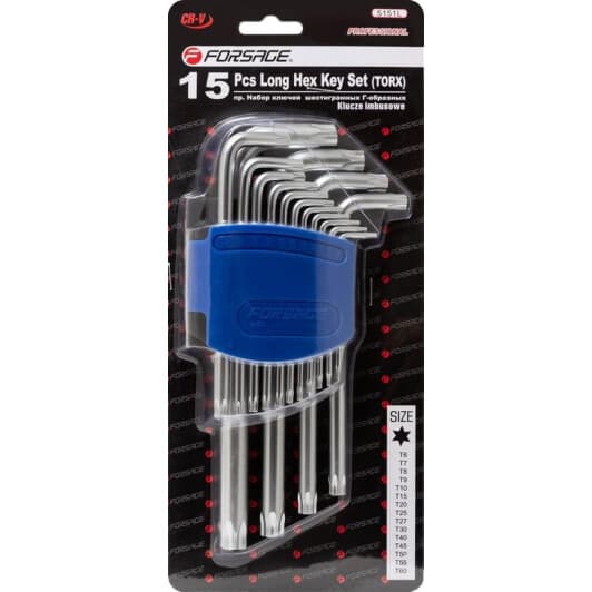 Набор ключей TORX Forsage F-5151L T6-T60 15 шт